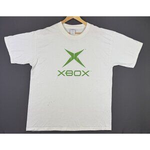 Vintage Y2K Microsoft XBOX Console Video Game Promo OG Logo XL White Shirt Rare